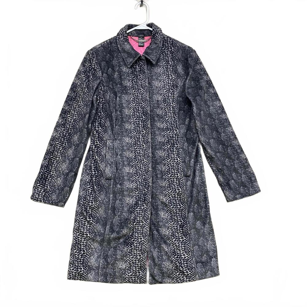 Guess 2000s Snake Print Long Coat M Quilted Pink Interior Good Cond, Sleeve Wear